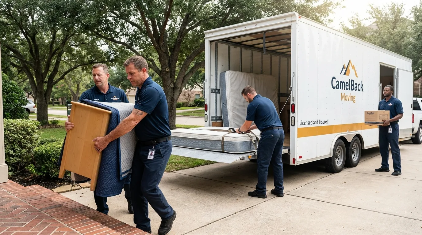 Crew loading residential truck for cross-state move from Bogart, GA