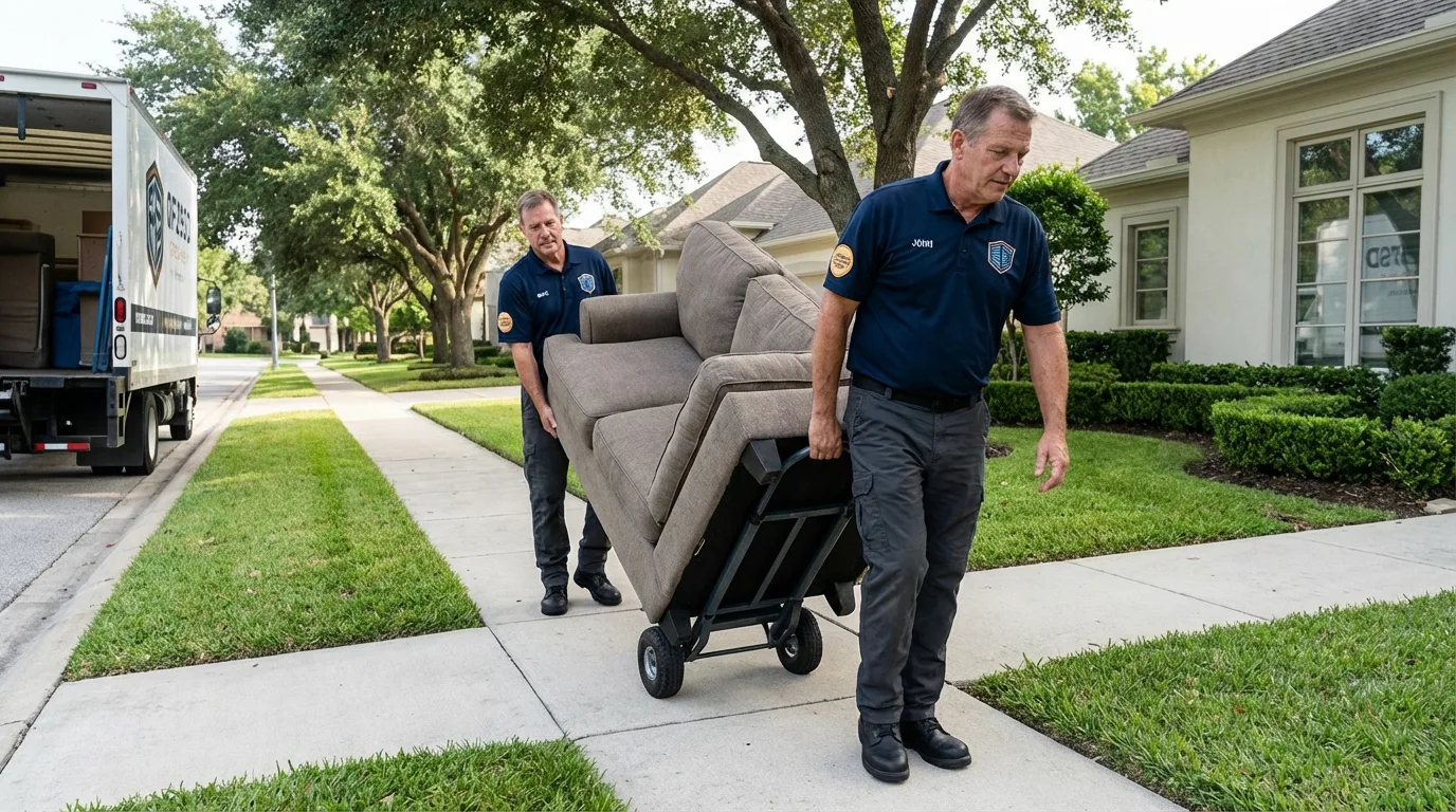 Local residential moving crew loading furniture in Bogart, GA