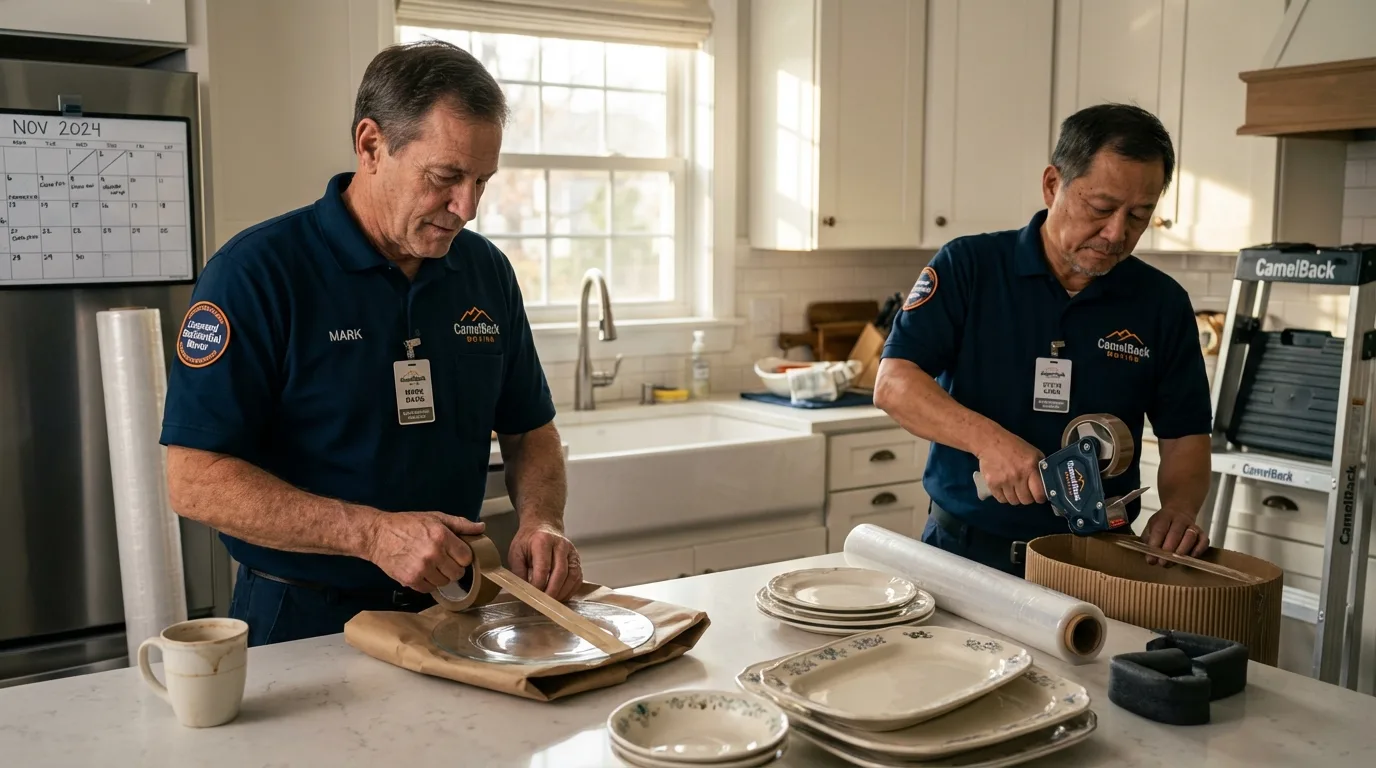 Professional crew packing kitchen dishware in Bogart, GA